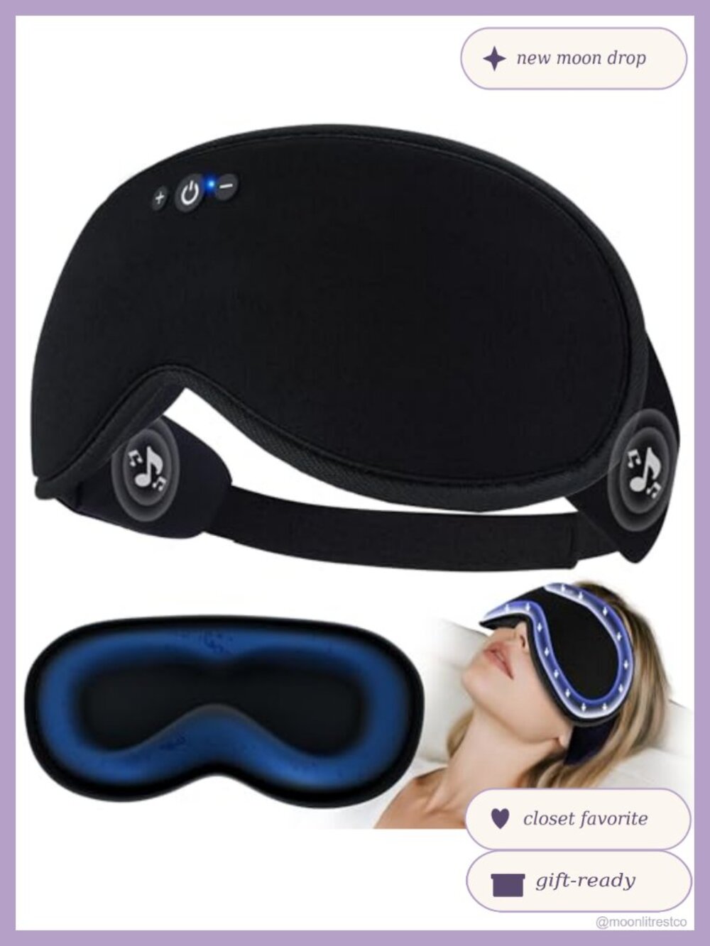 Bluetooth 5.4 Sleep Mask Headphones Weighted Eye Mask 3D Blackout